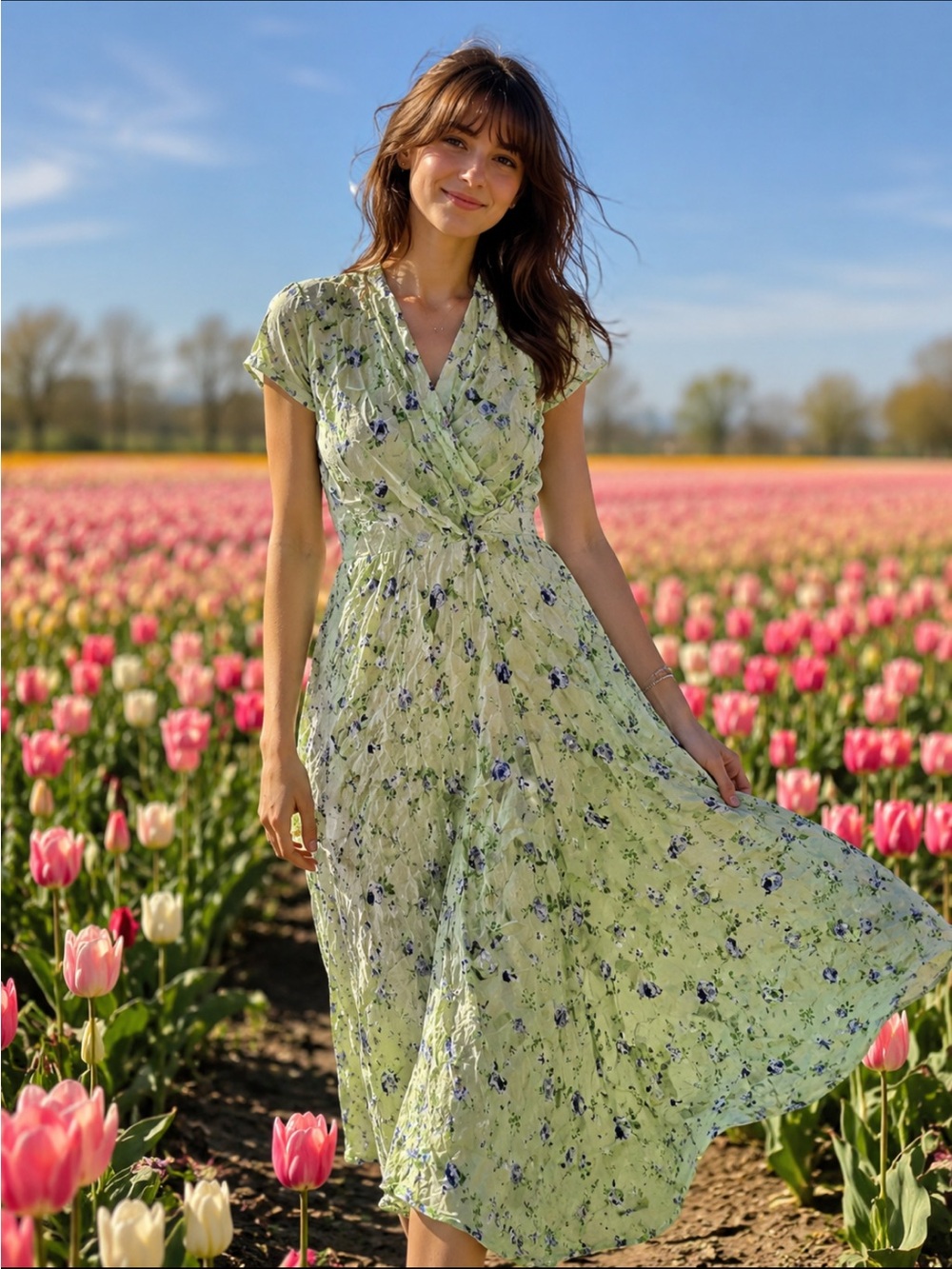 Vintage 90’s! APRIL CORNELL green floral dress!